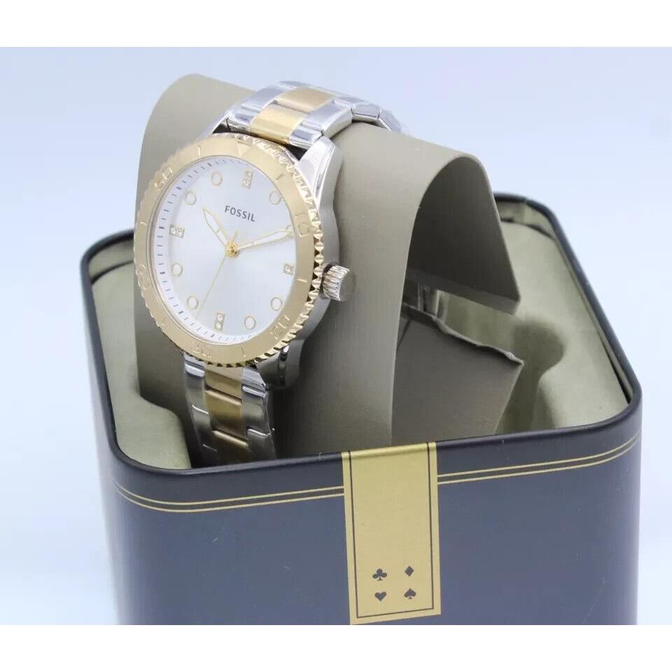 Fossil Dayle Gold Silver Crystals Women`s BQ3888 Watch