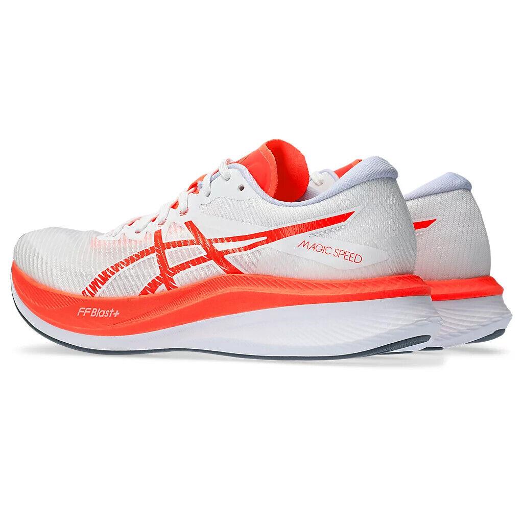 Mens Asics Magic Speed 3 White Sunrise Red Mesh Running Shoes - White