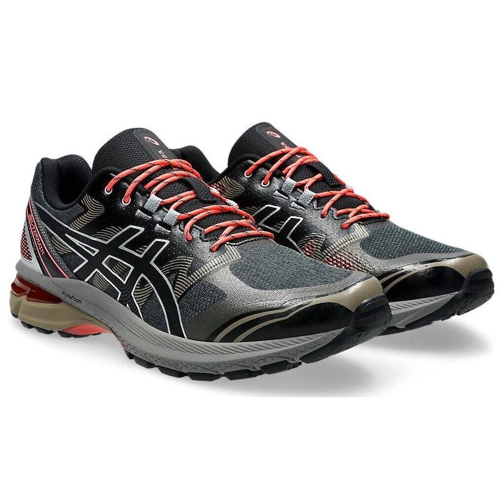 Mens Asics Gel-terrain Graphite Grey Black Mesh Running Shoes - Black