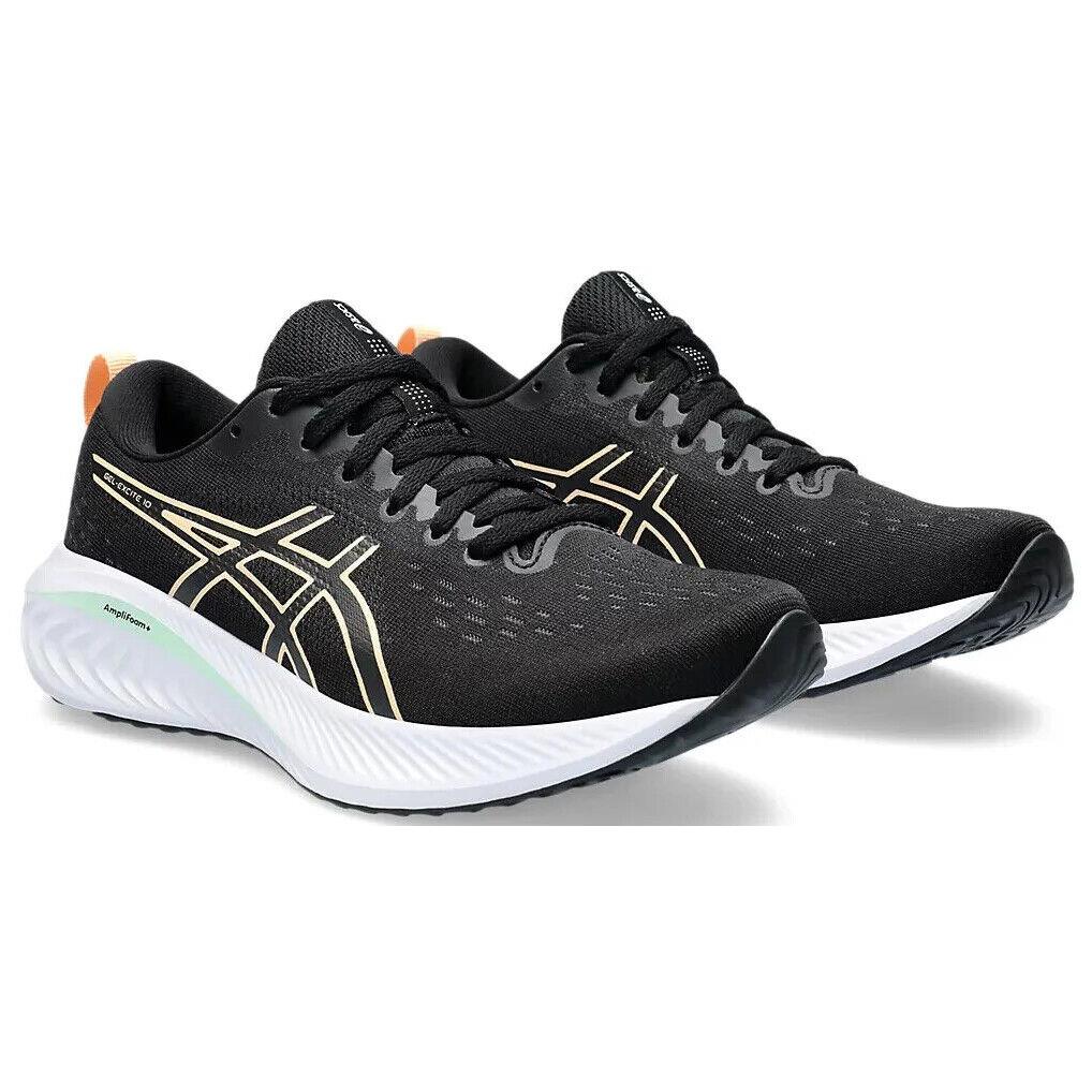 Womens Asics Gel-excite 10 Black Apricot Crush Mesh Running Shoes