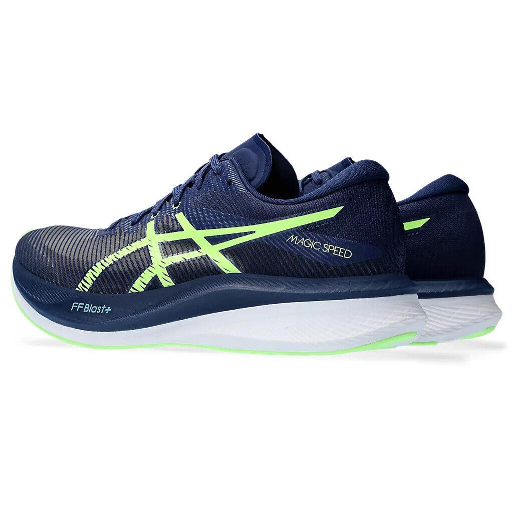 Mens Asics Magic Speed 3 Blue Expanse Illuminate Green Mesh Running Shoes