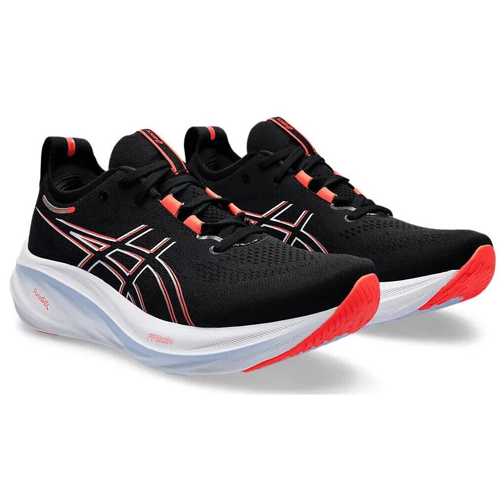 Mens Asics Gel-nimbus 26 Black True Red Mesh Running Shoes