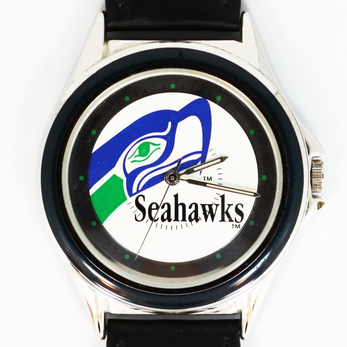 Saettle Seahawks Nfl Fossil Relic Rare Unworn Watch Silver Tone Blue Insert