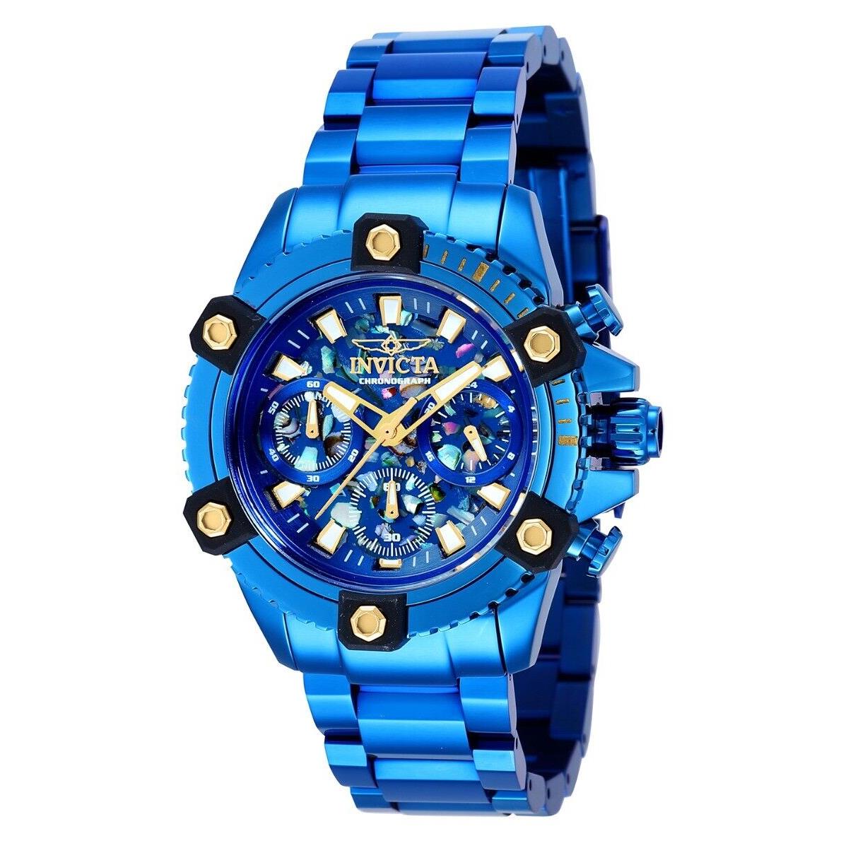 Invicta Coalition Forces Women`s 38mm Abalone Mop Dial Blue Watch 35981 Rare - Dial: Blue, Multicolor, White, Band: Blue, Bezel: Black, Blue