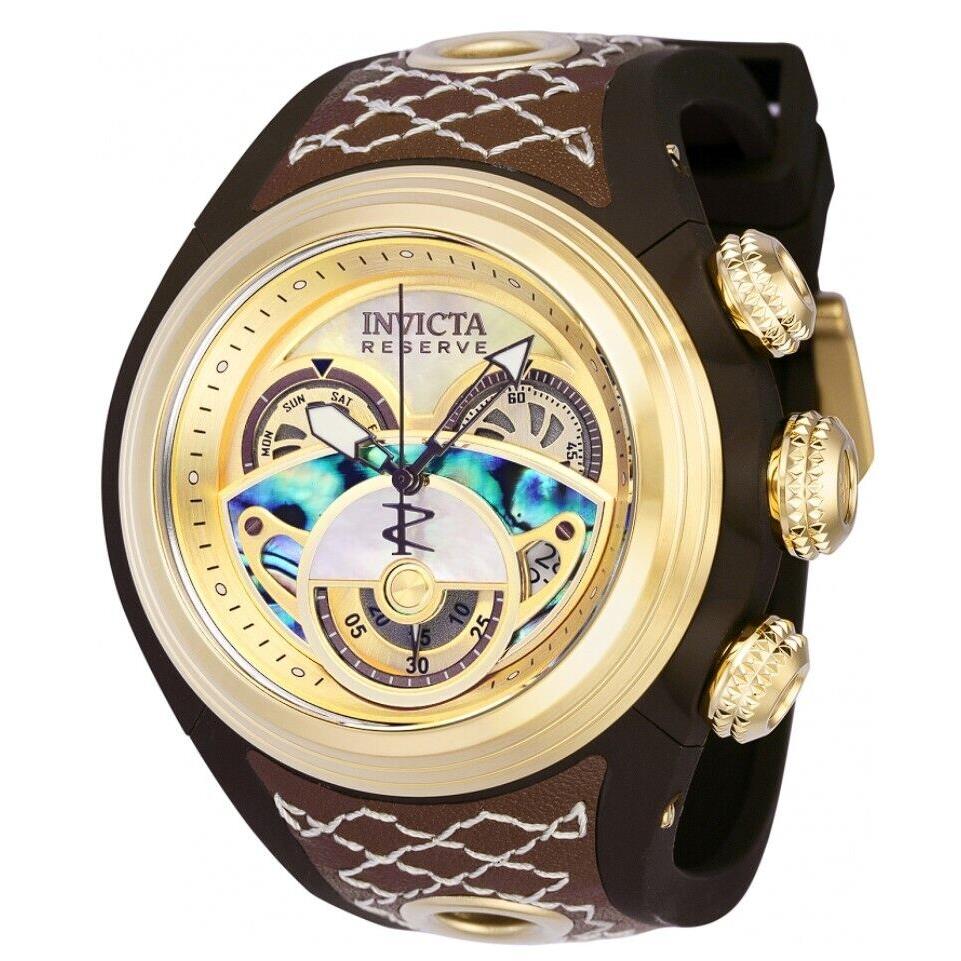 Invicta Reserve S1 Men`s 54mm Abalone Gold Mop Swiss Chronograph Watch 38878