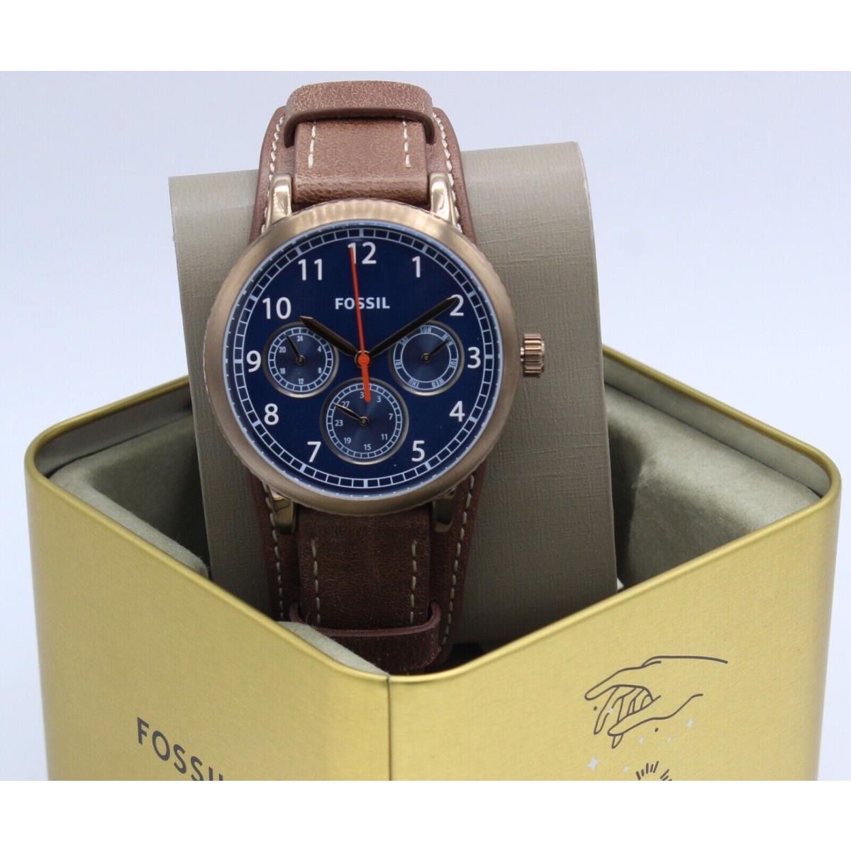 Fossil Airlift Gold Blue Brown Leather Men`s BQ2733 Watch