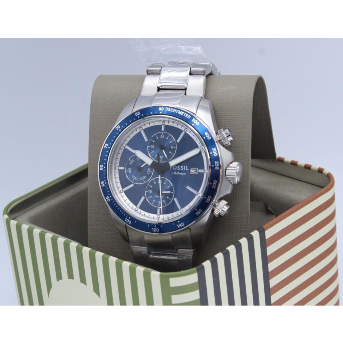 Fossil Autocross Silver Blue Chronograph BQ2869 Men`s Watch