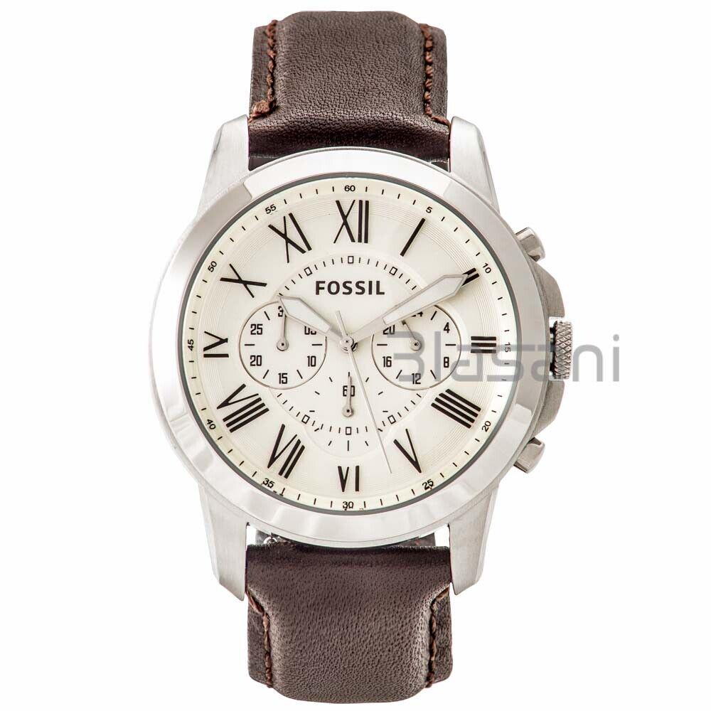 Fossil FS4735 Men`s Grant Chronograph Brown Leather Watch 44mm