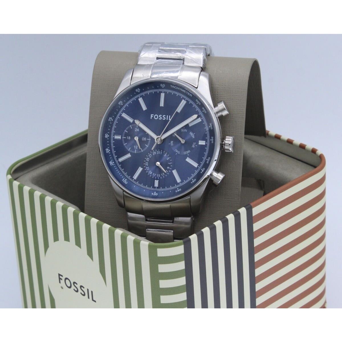 Fossil Sullivan Silver Blue Chronograph BQ2853 Men`s Watch