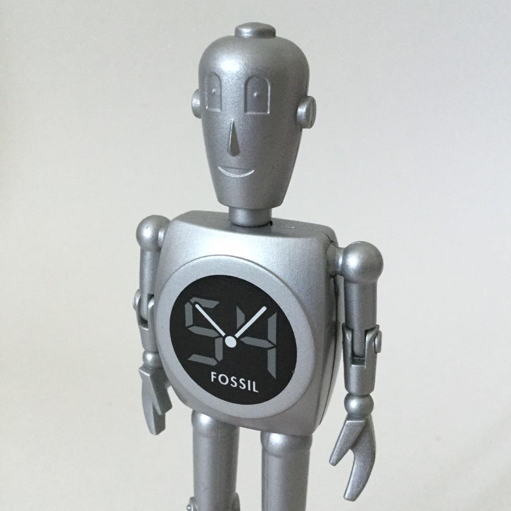 Fossil Watch Big Tic Retro Robot Push Puppet Promotional Toy Figure