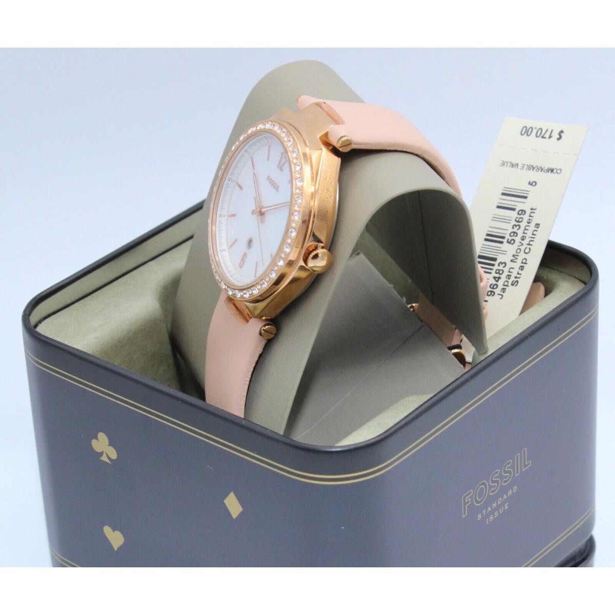 Fossil Ashtyn Rose Gold Mop Pink Leather BQ3840 Women`s Watch