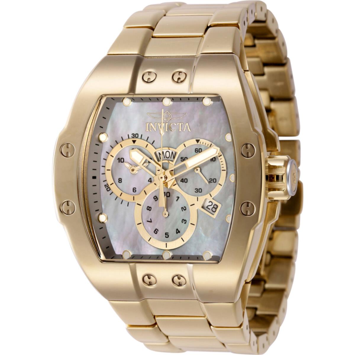 Invicta Men`s Watch S1 Rally Mother of Pearl Dial Yellow Gold Bracelet 45702