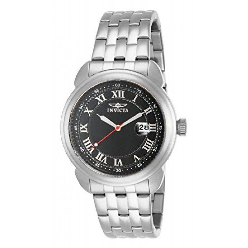 Invicta Specialty Classic Date Black Dial Stainless Steel Men`s Watch 15357 - Dial: Black, Band: Silver, Bezel: Silver