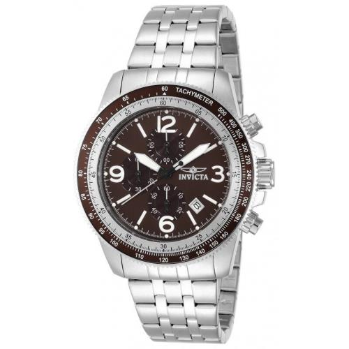 Invicta Specialty Chronograph Date Brown Dial St.steel Men`s Watch 13962 - Dial: Brown, Band: Silver, Bezel: Brown