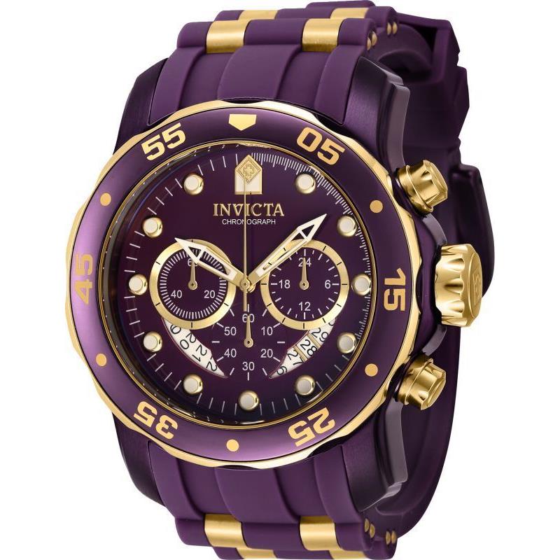 Invicta 40933 Men s Pro Diver Yellow Gold and Purple Strap Watch