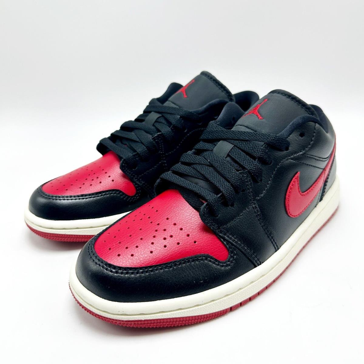 Women Air Jordan 1 Low Bred Sail Black / Gym Red DC0774 061 Sz 7.0-10.5