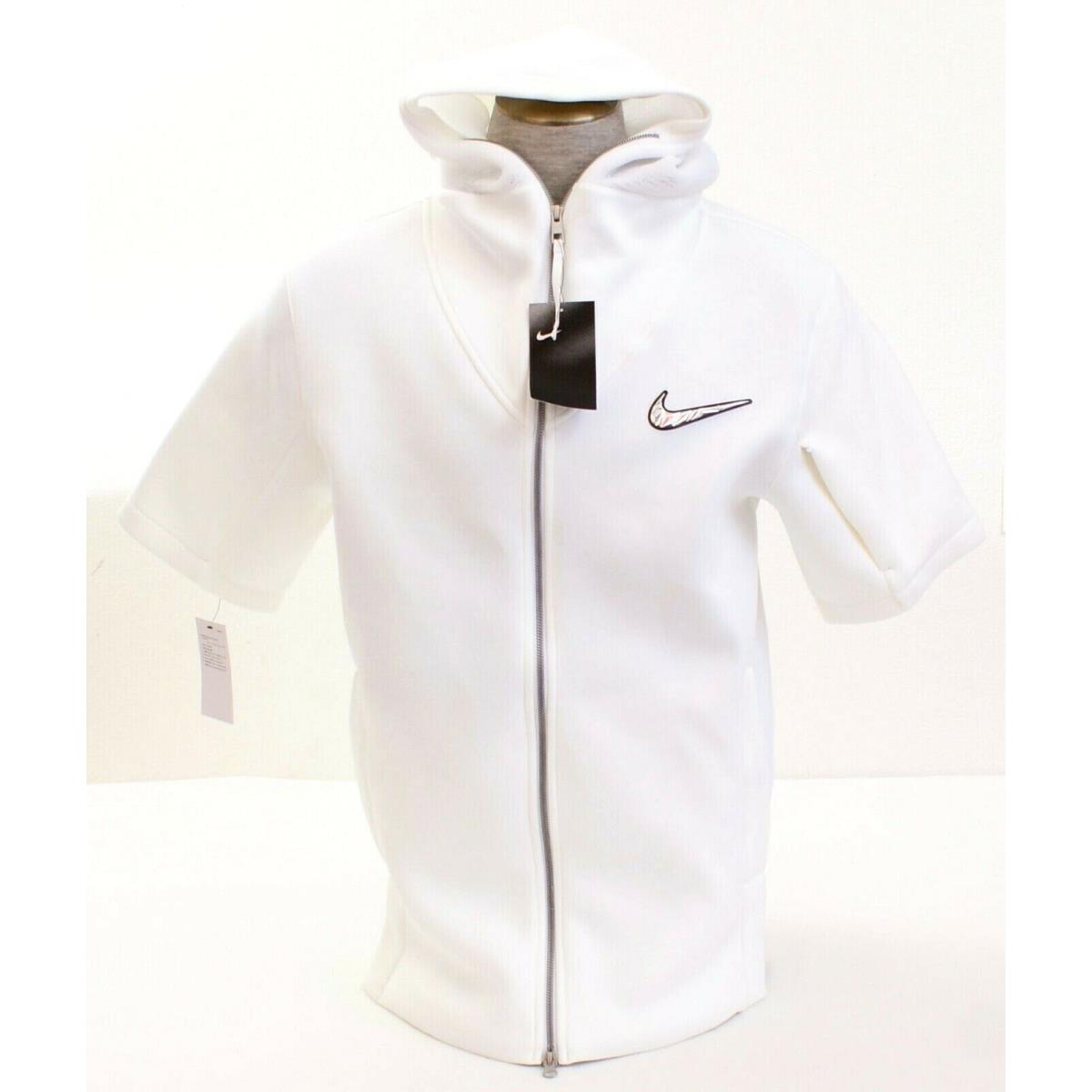 Nike Therma White Short Sleeve Zip Front Training Hoodie Men`s