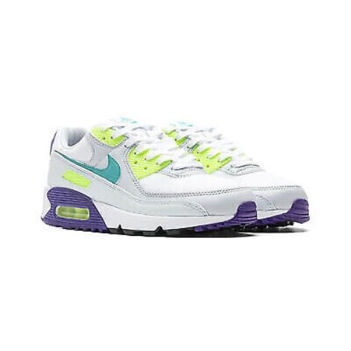 Nike Women`s Air Max 90 DH5072-100 Pure Platinum Washed/teal SZ 5-15 - WHITE/OFF WHITE/PURE PLATINUM/WASHED TEAL