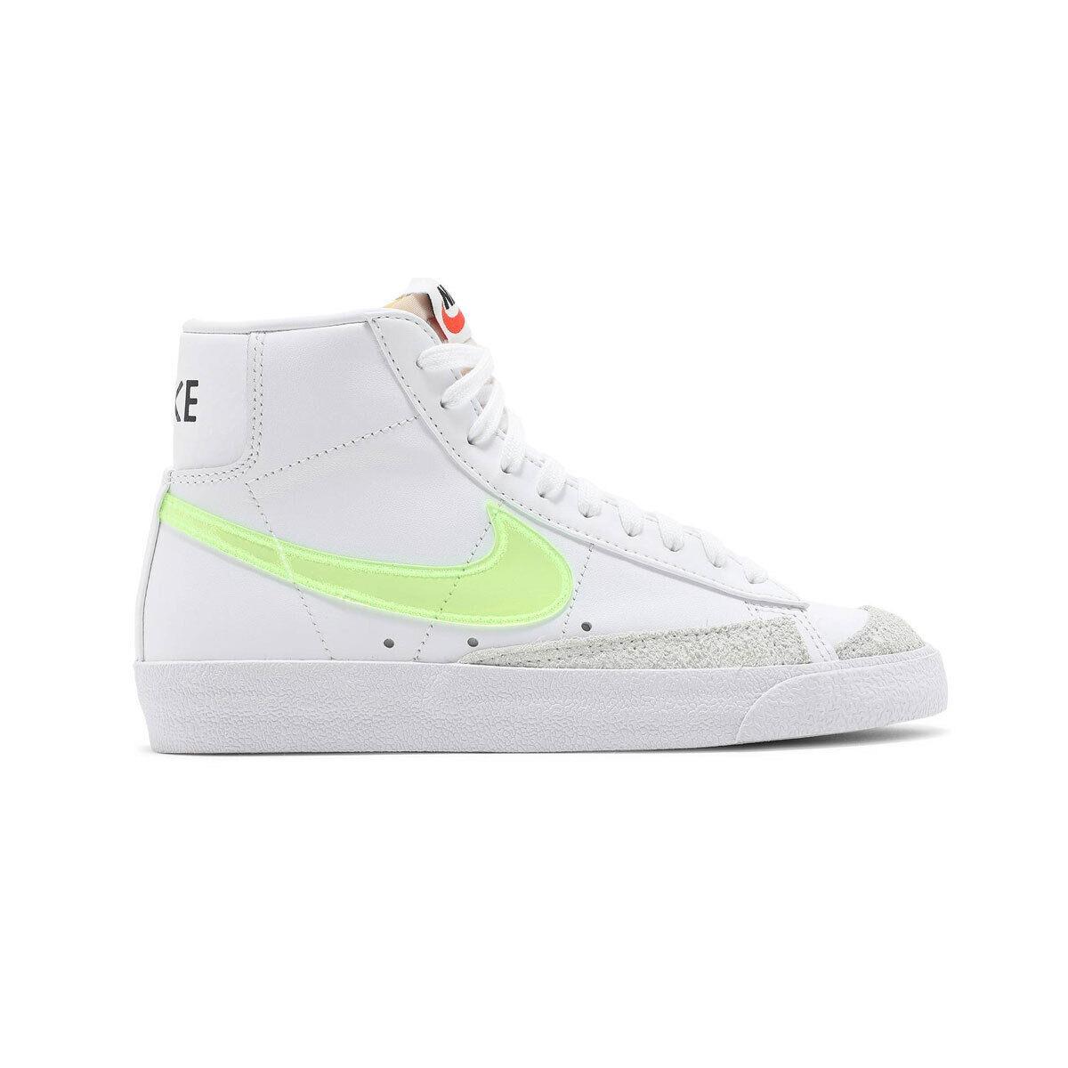 Nike Women`s Blazer Mid `77 Vntg Essential DJ3050-100 White/orange/volt SZ 5-15 - White/Orange/Volt