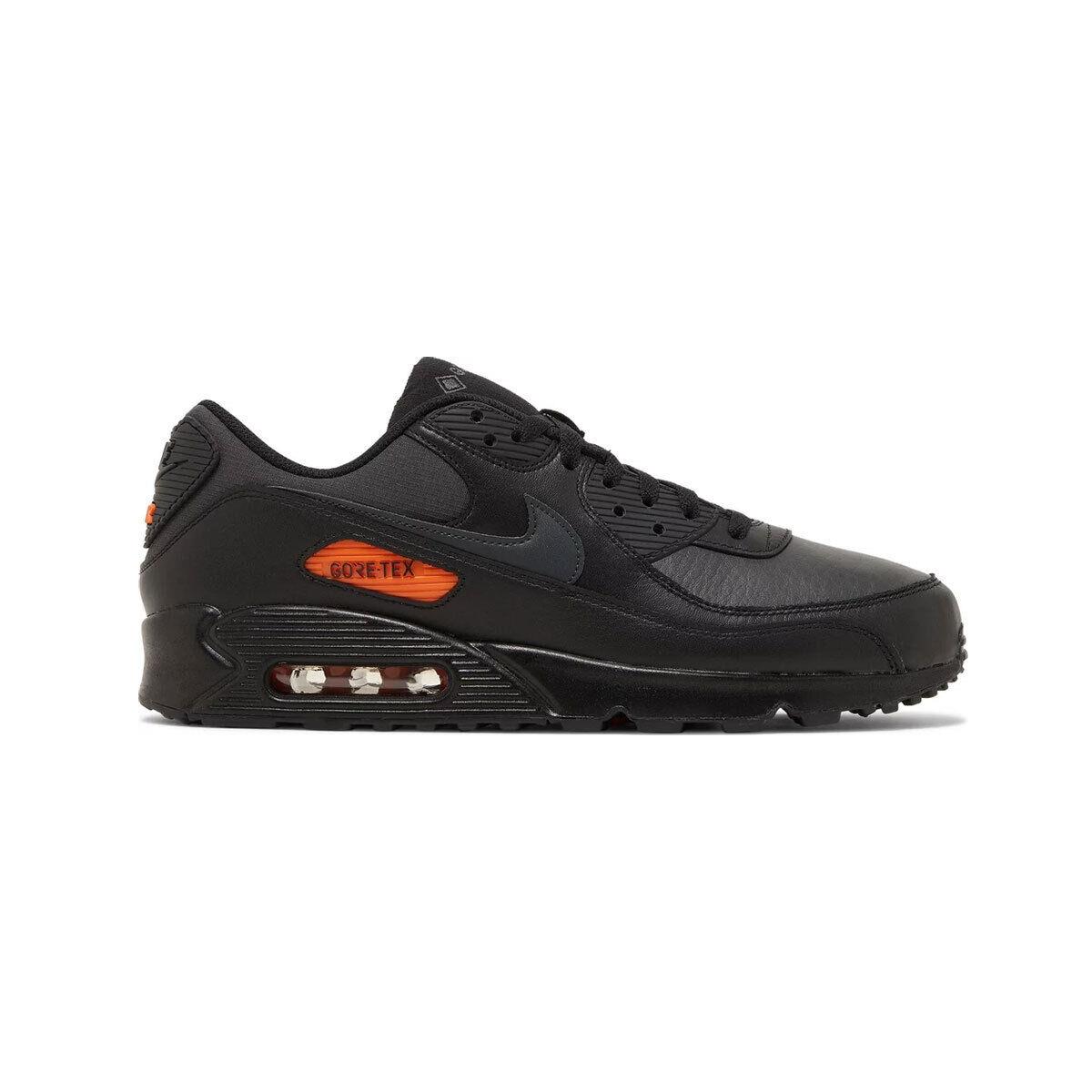 Nike Men`s Air Max 90 Gore-tex Black DJ9779-002 Black/anthracite/orange SZ 4-15 - Black/Anthracite/Orange