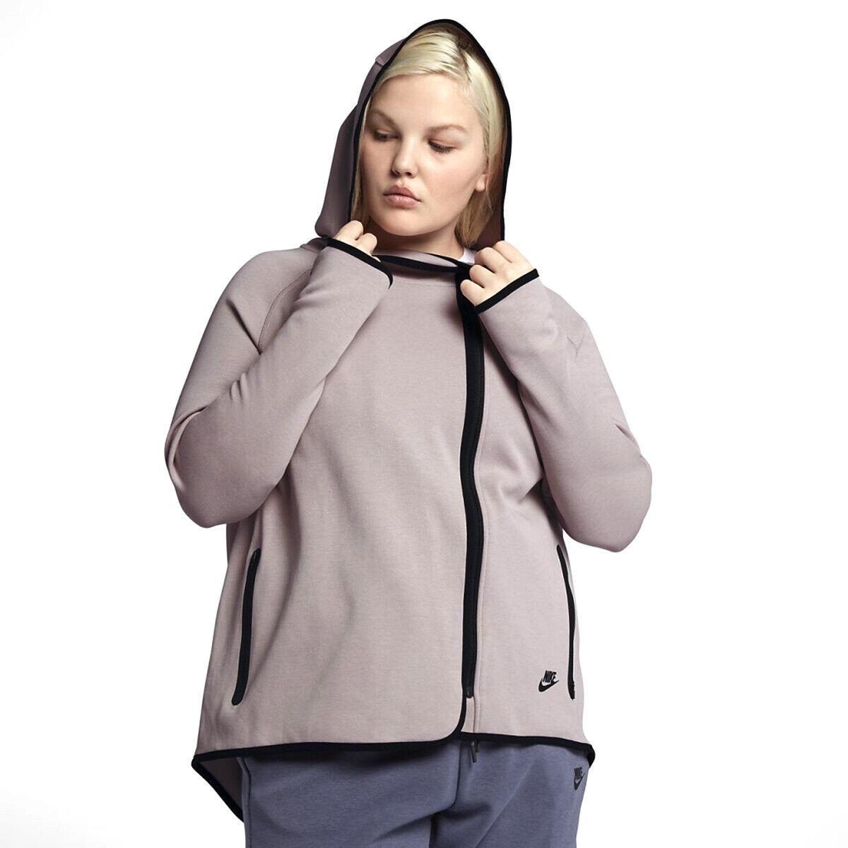 Nike Tech Fleece Full Zip Cape Women`s Hoodie Rose Pink-black AH3969-684