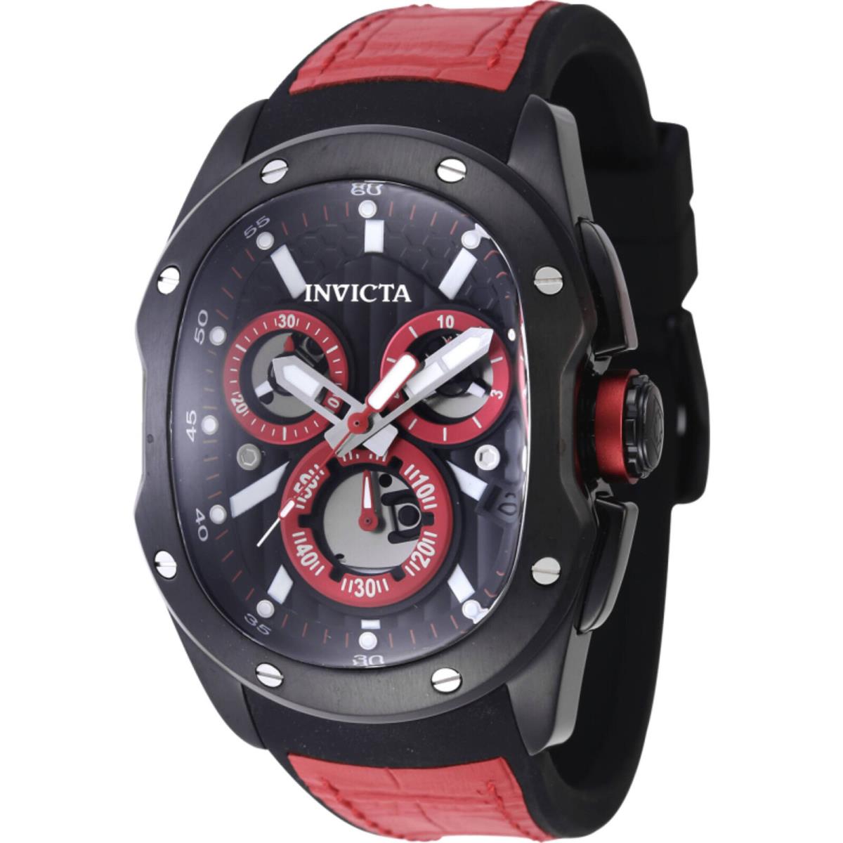 Invicta Men`s Watch Lupah Revolution 2.0 Chronograph Black and Red Strap 45436