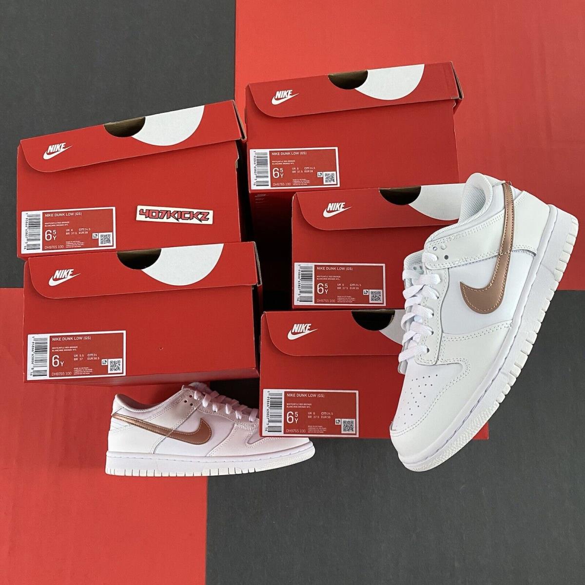 2022 Nike Dunk Low GS White/metallic Red Bronze DH9765-100 Kid`s Sneakers