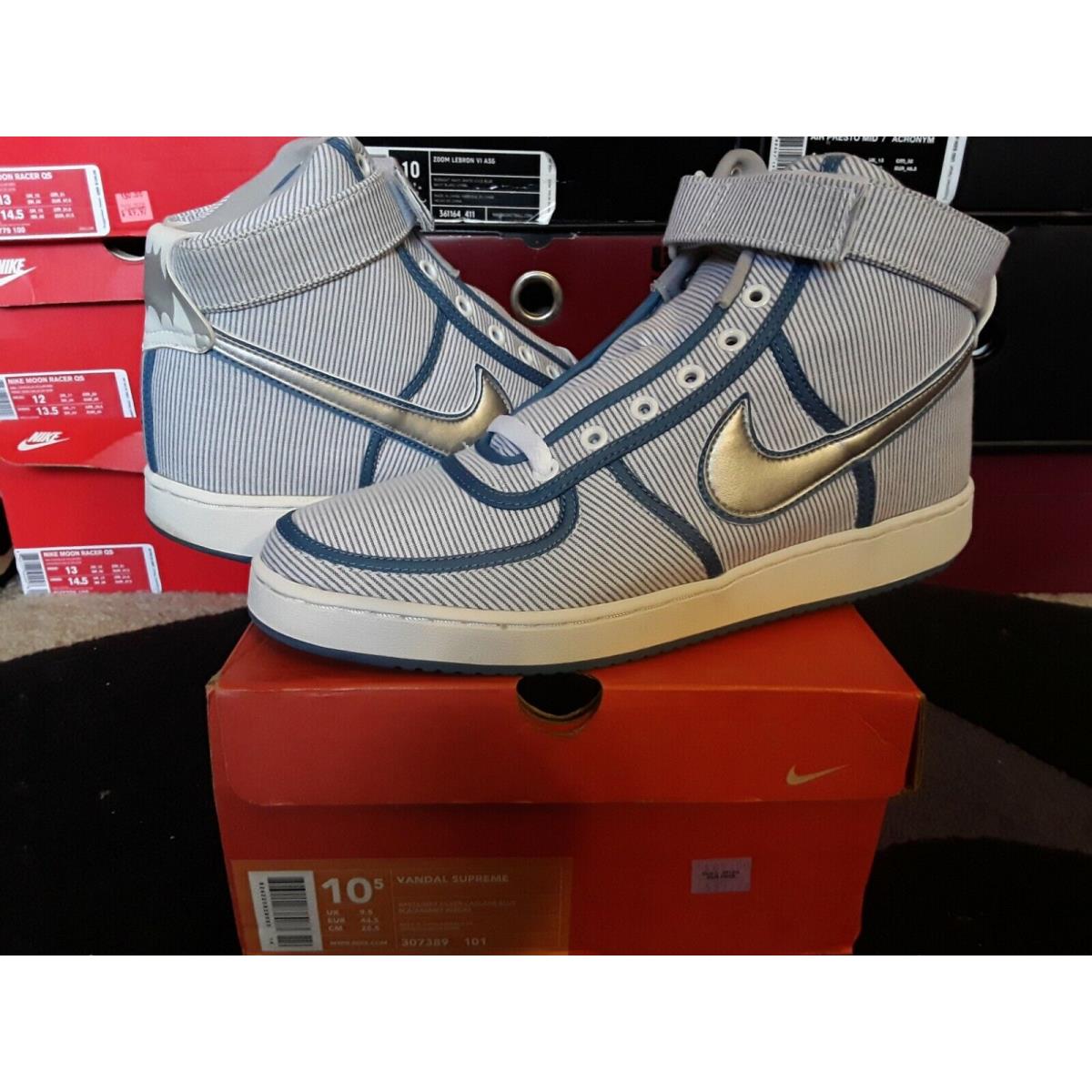 Vintage 2003 Nike Vandal Supreme Geoff Mcfetridge Silver Cascade Blue 307389 101