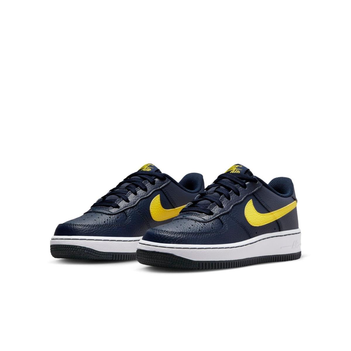 DV7762-400 Grade School Nike Air Force 1 GS - Obsidian/Opti Yellow-White