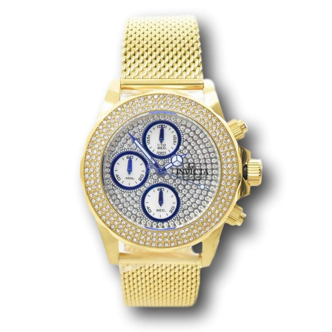 Invicta Pro Diver Women`s 38mm Gold Pave Crystal Chronograph Watch 32935