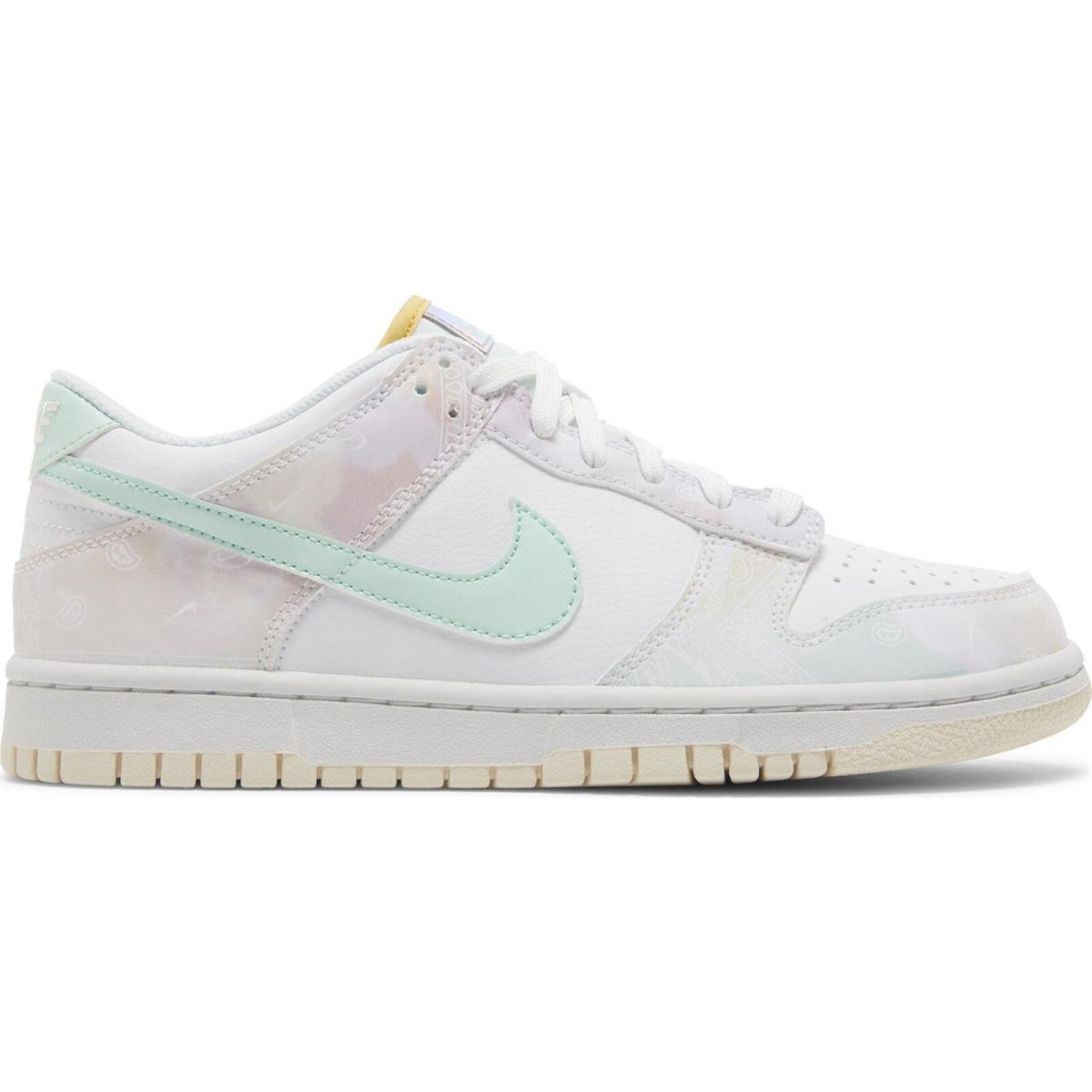 FJ7707-131 Grade School Nike Dunk Low `pastel Paisley GS ` - White/White/Phantom/Mint Foam