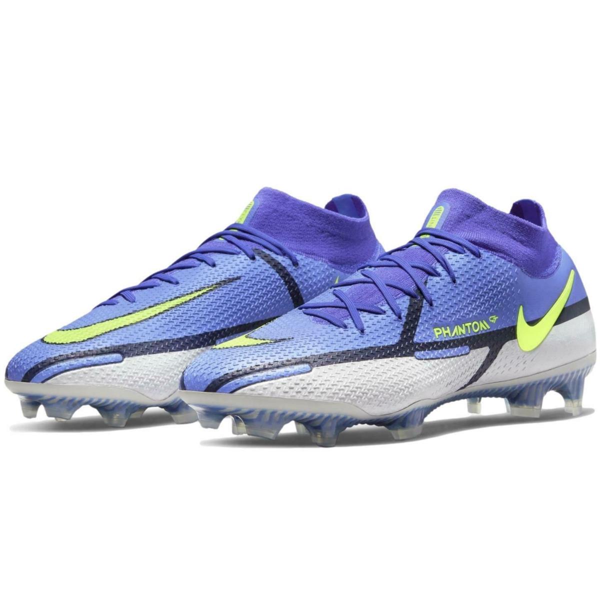 Nike Phantom GT2 DF Elite FG Dynamic Fit Men`s Soccer Cleats CZ9889-570 - Sapphire/Volt-Grey Fog