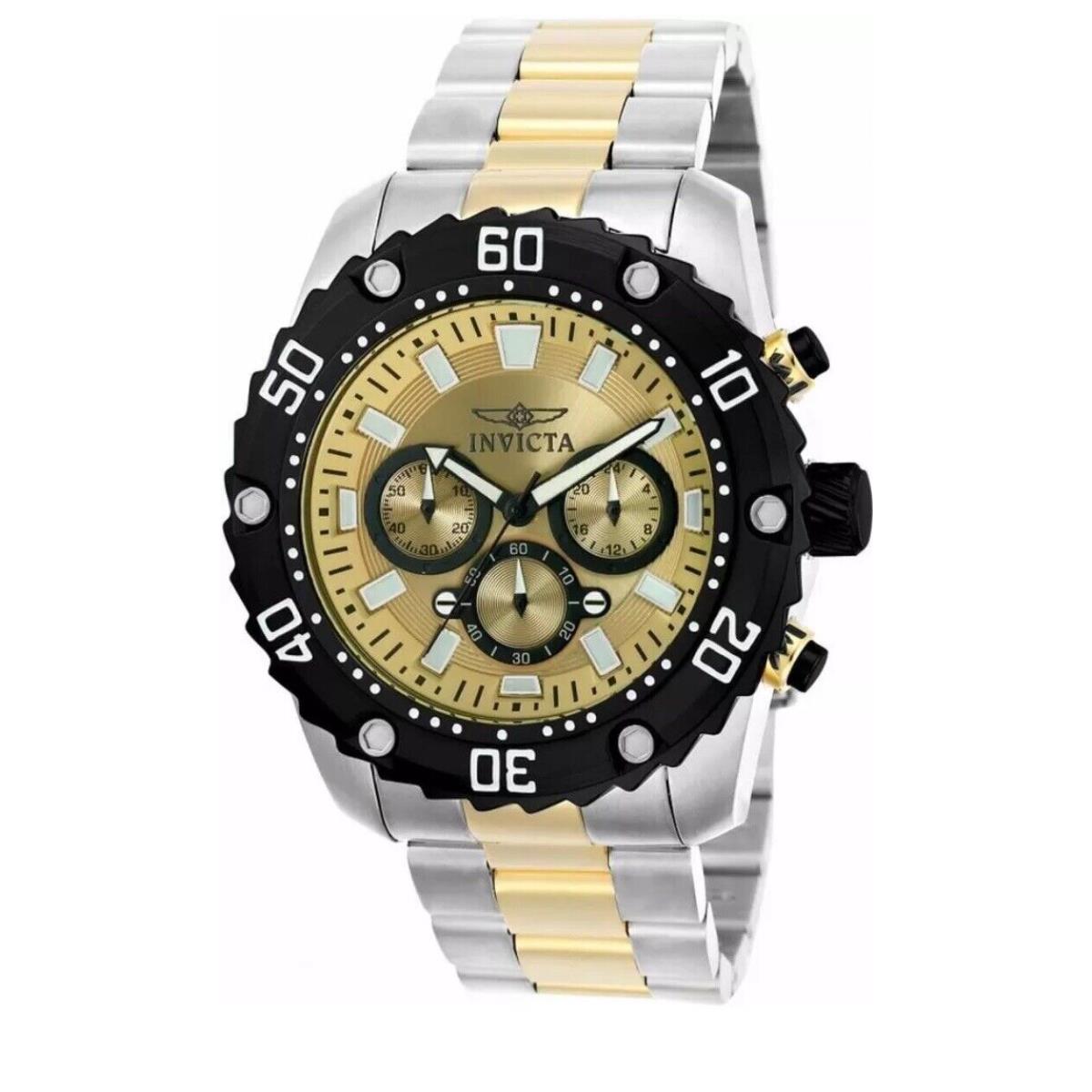 Invicta Pro Diver 22519 Men`s Round Analog Chronograph Gold Tone Gunmetal Watch