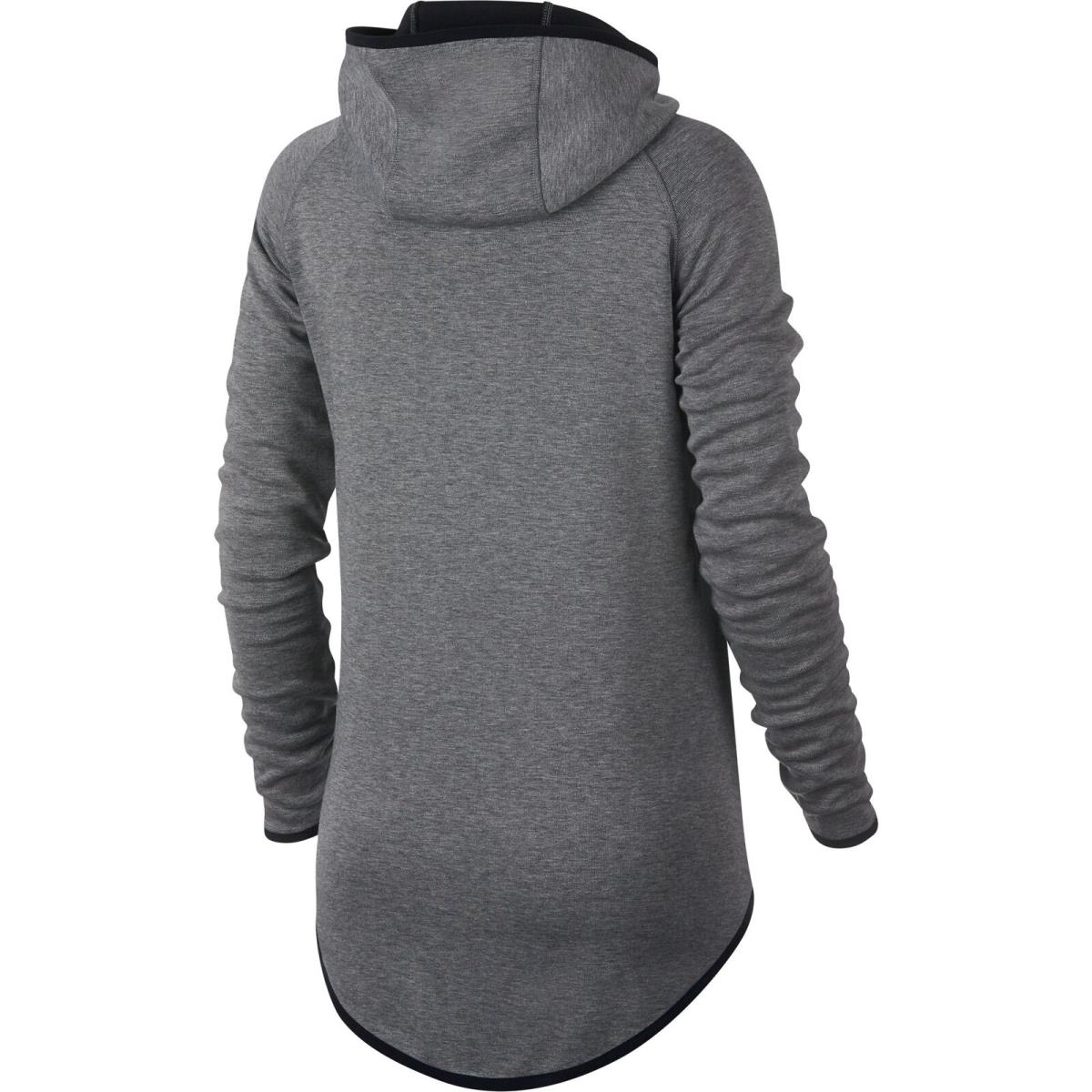 Nike Sportswear Tech Fleece Women`s Full Zip Hoodie Carbon Heather 908822-091 - Carbon Heather-Black