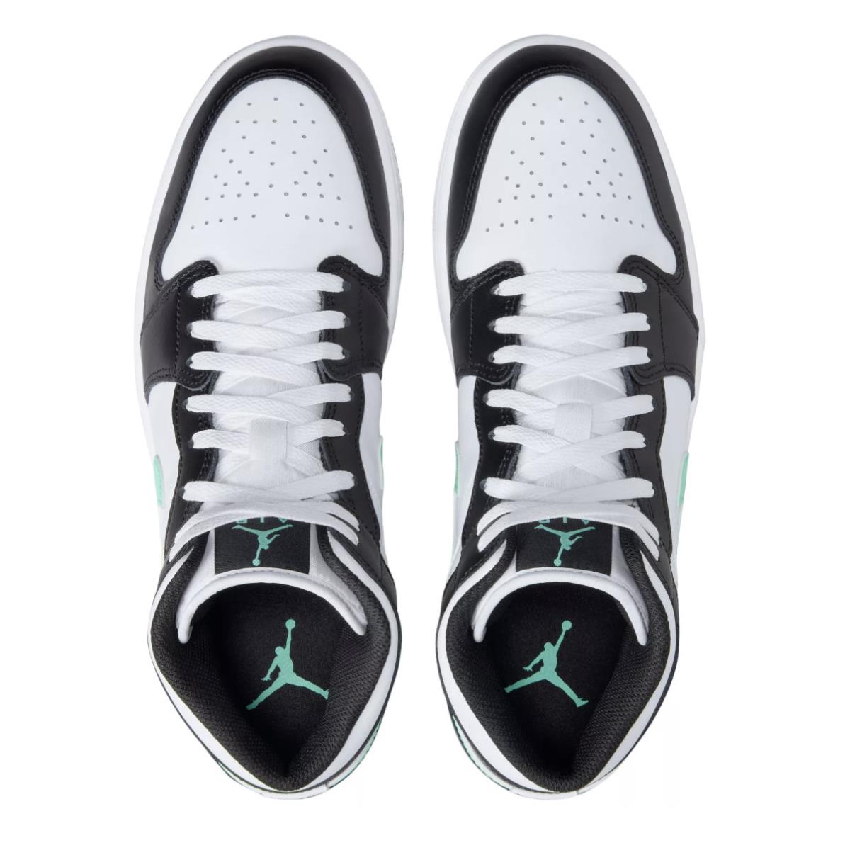 Nike Air Jordan 1 Mid Black White Green Glow All Sizes Sneakers - White