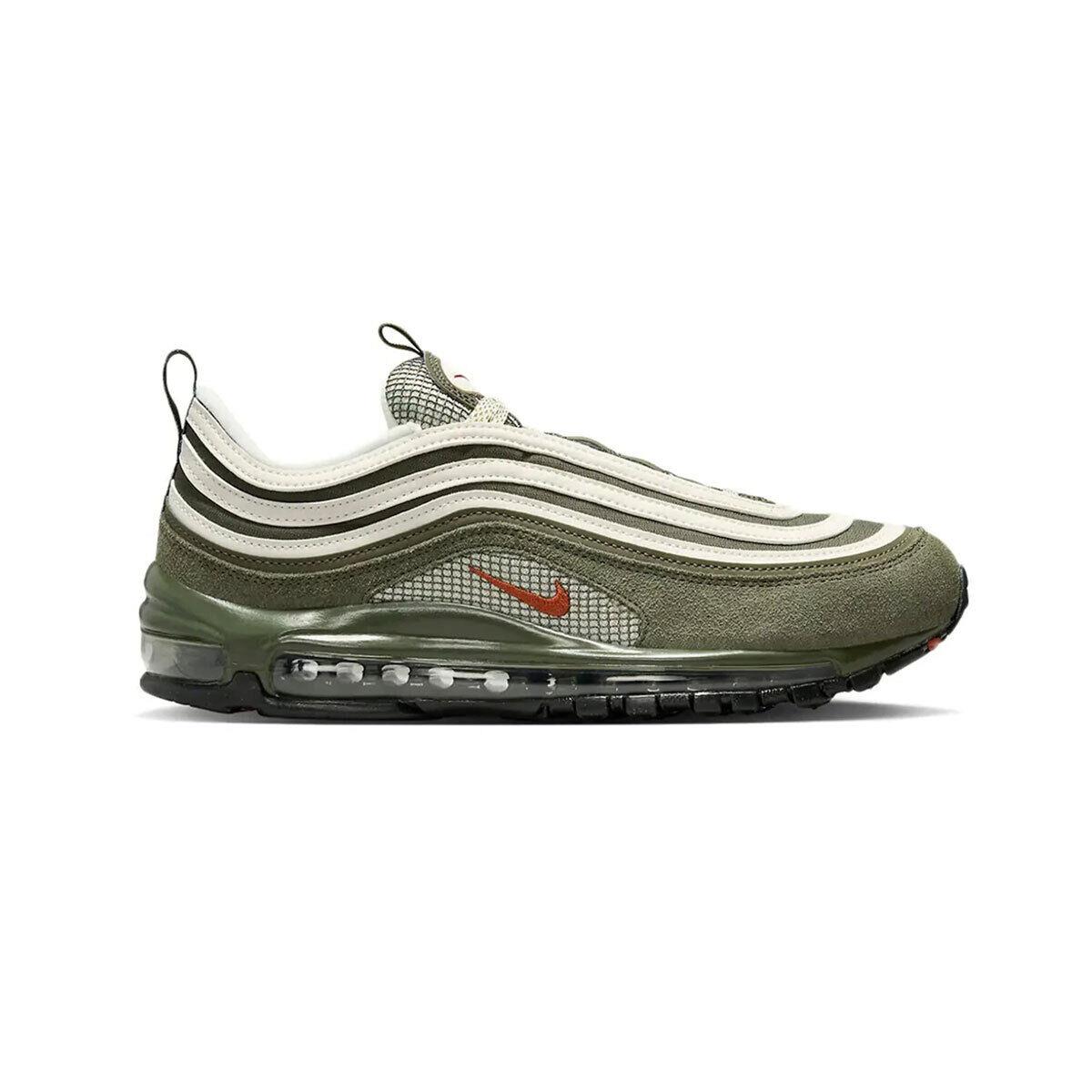 Nike Air Max 97 `dark Olive` FB9619-001 Khaki/white/rugged Orange SZ 7-13 - Khaki/White/Rugged Orange