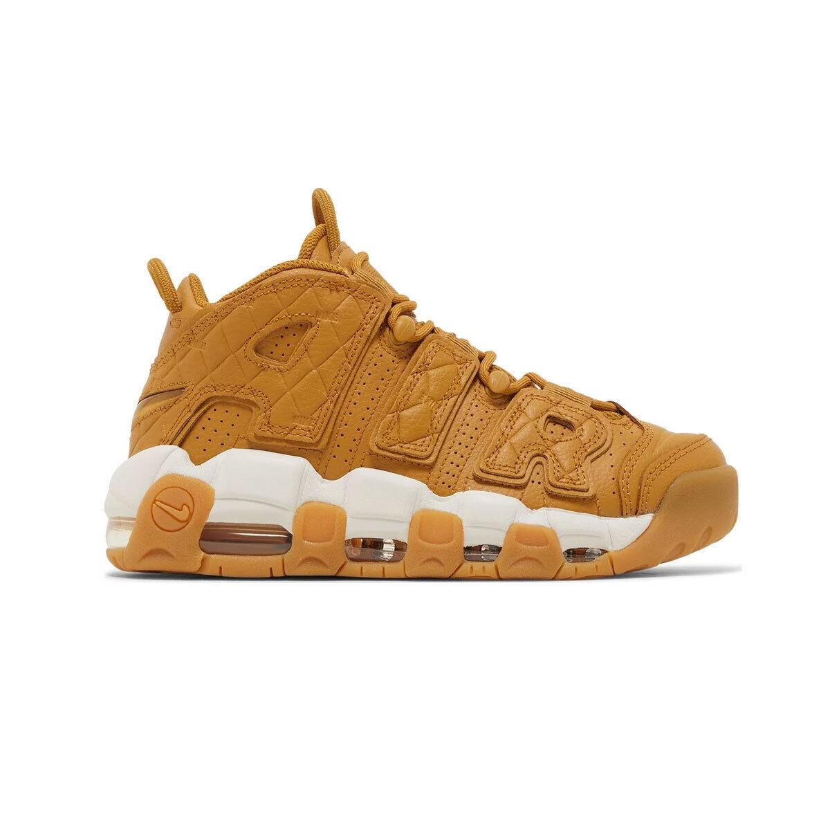 Nike Women`s Air More Uptempo Quilted Wheat Gum Light Brown DX3375-700 SZ 5-12 - Wheat Gum Light Brown