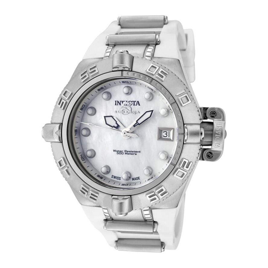 Invicta Subaqua White Mop Dial Date Polyurethane Strap Women`s Watch O539