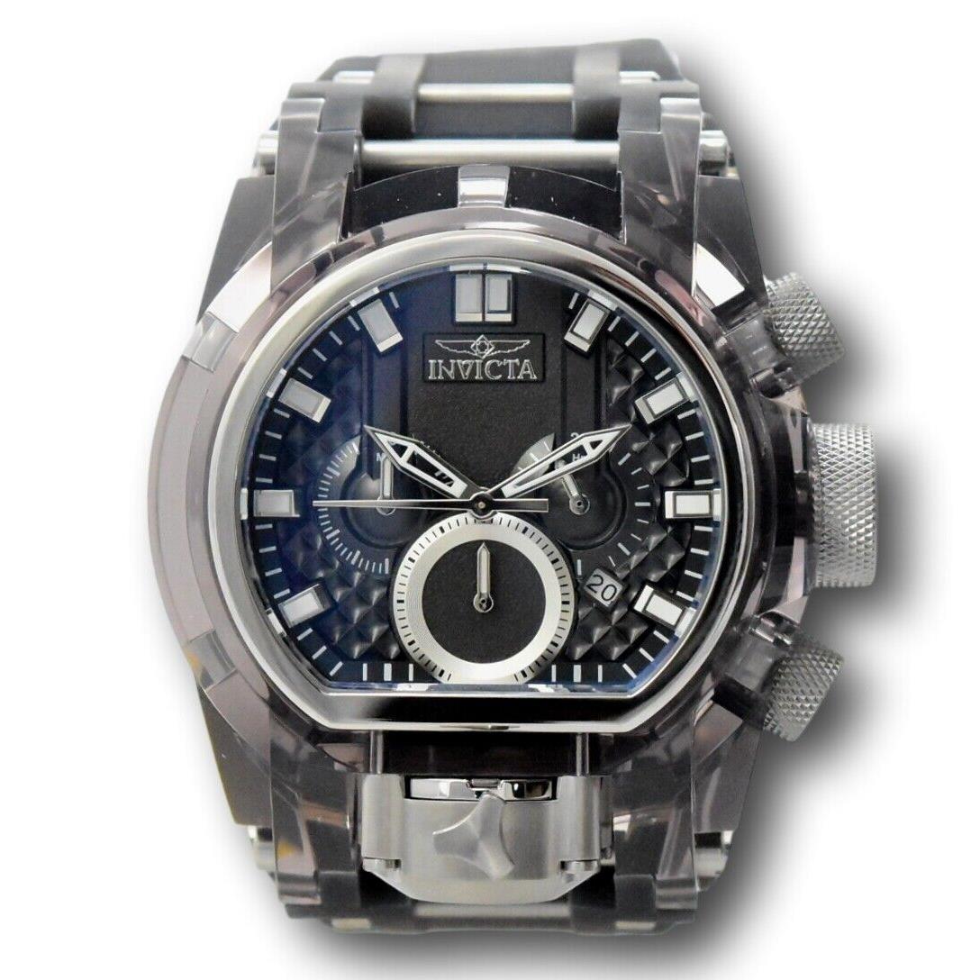 Invicta Bolt Zeus Magnum 52mm Anatomic Dual Dial Chronograph Watch 34877 Rare - Dial: Black, Band: Gray, Bezel: Silver