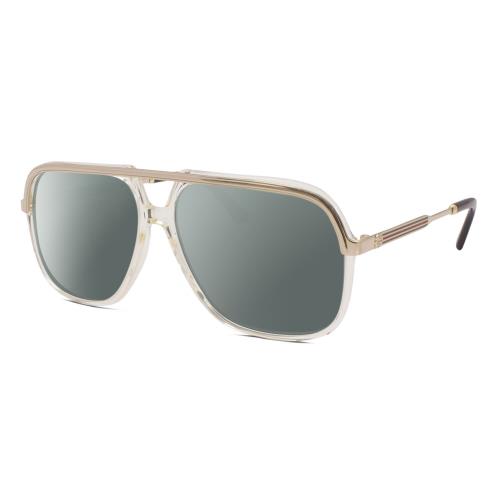 Gucci GG0200S Mens Pilot Designer Polarized Sunglasses Yellow Gold 57mm 4 Opt Smoke Grey Polar