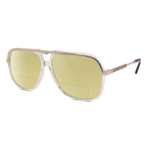 Gucci GG0200S Mens Pilot Polarized Bifocal Sunglasses Yellow Gold 57mm 41 Opt Yellow