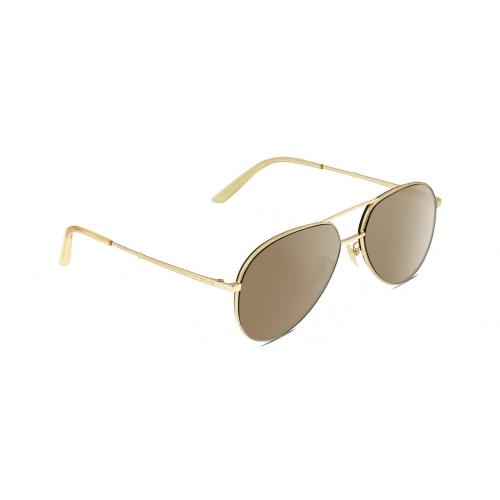 Gucci GG0356S Unisex Pilot Polarized Sunglasses Gold Yellow Crystal 59mm 4 Opt Amber Brown Polar