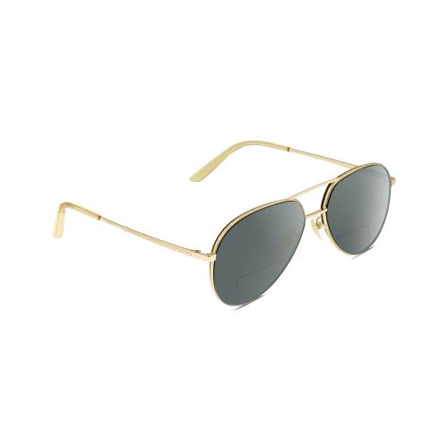 Gucci GG0356S Unisex Pilot Polarize Bifocal Sunglasses Gold Yellow 59mm 41 Opt Grey