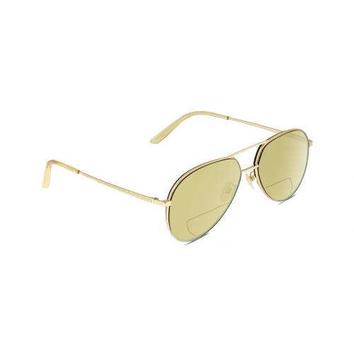 Gucci GG0356S Unisex Pilot Polarize Bifocal Sunglasses Gold Yellow 59mm 41 Opt Yellow