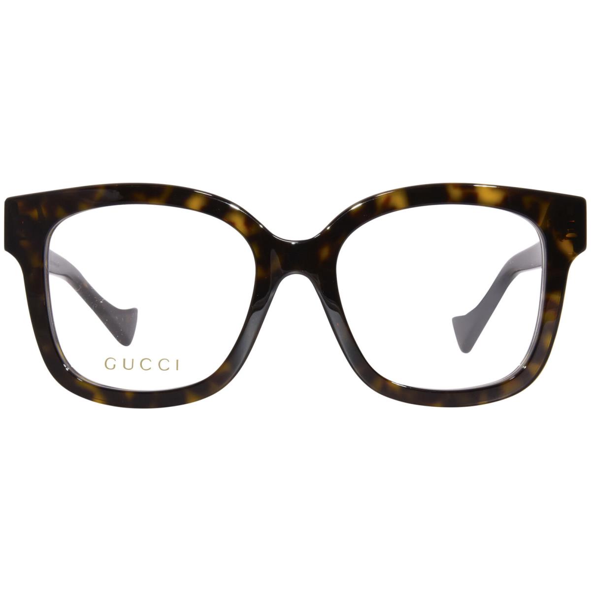 Gucci GG1258O 005 Eyeglasses Frame Women`s Havana Full Rim Square Shape 53mm