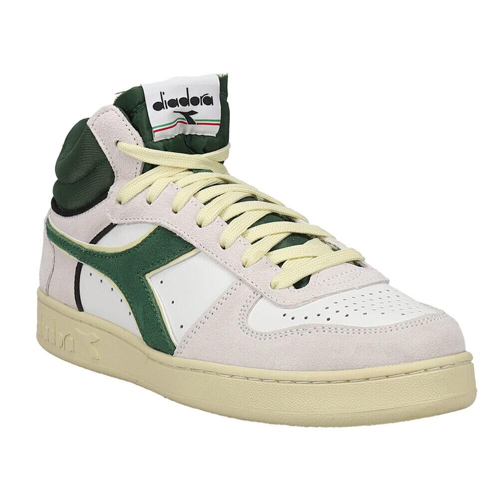 Diadora Magic Basket Demi Cut Suede Leather High Top Mens Green Grey White Sn