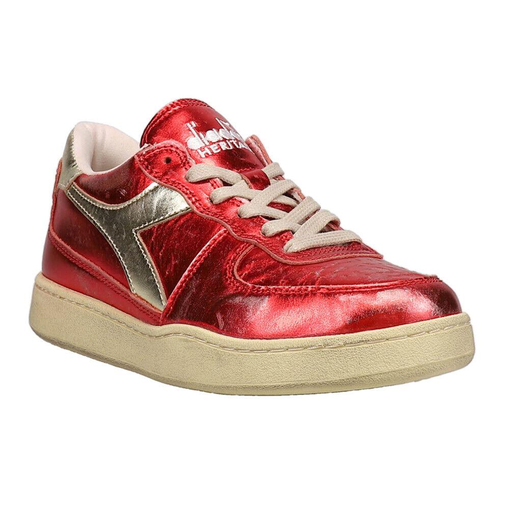 Diadora Mi Basket Low Metallic Lace Up Mi Basket Low Metallic Lace Up Womens Red Sneakers Casual Shoes 17