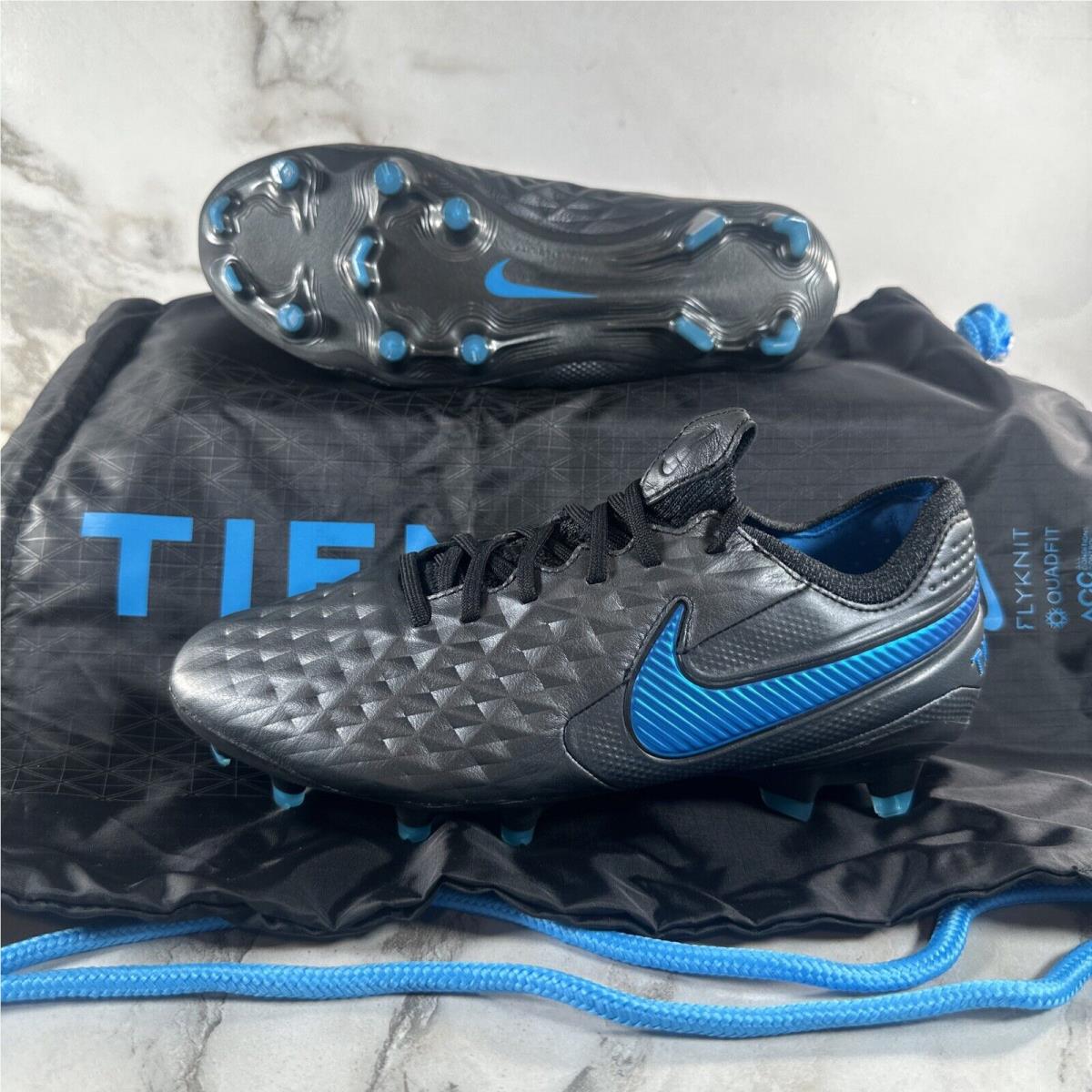 Nike Tiempo Legend 8 Elite FG Acc Soccer Cleats Mens SZ 5 Black Blue AT5293-004