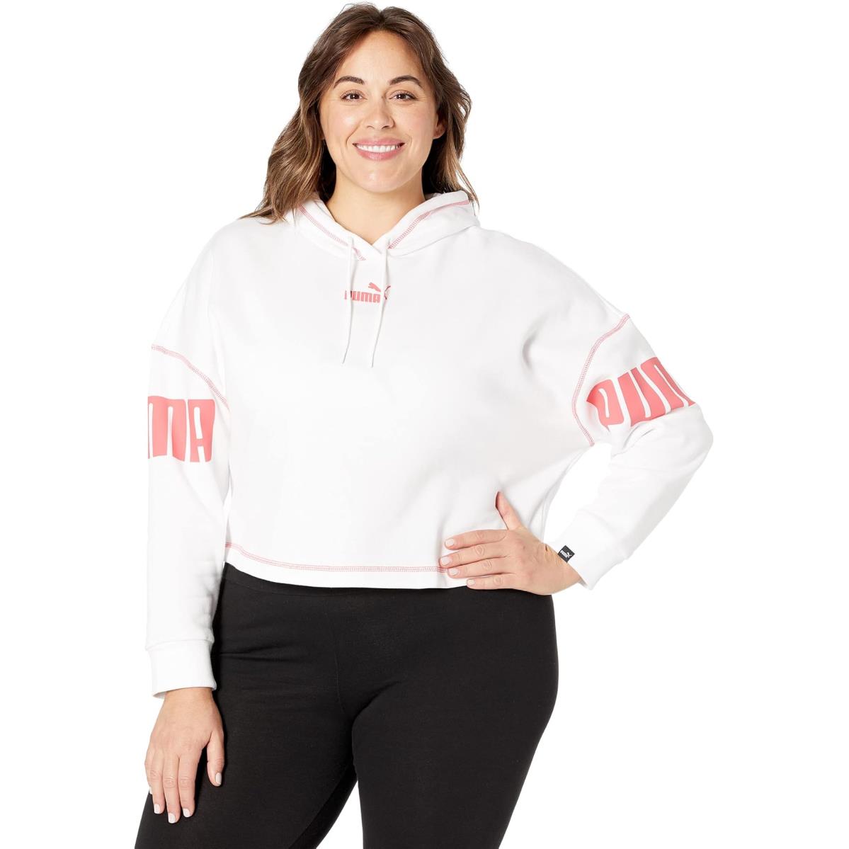 Woman`s Hoodies Sweatshirts Puma Plus Size Power Fleece Hoodie Puma White