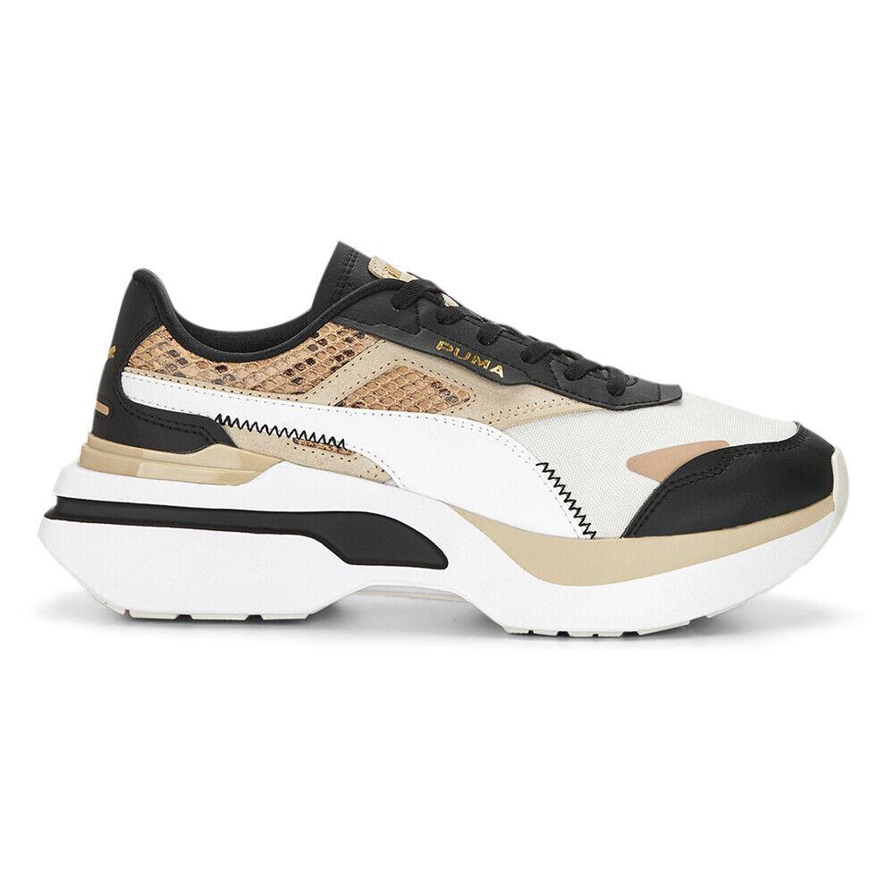 Puma Kosmo Rider Prm Lace Up Womens Beige Black White Sneakers Casual Shoes 3 - Beige, Black, White